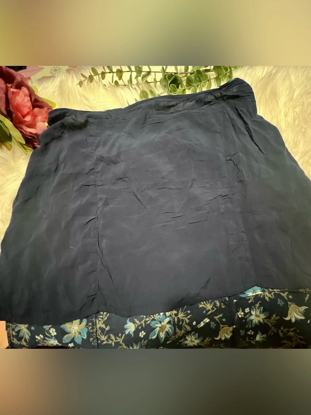 Free People Navy Floral Side-Slit Maxi Skirt